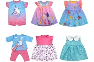 OTMOON 6 Pack Doll Clothes for 13-16 inch Baby Dolls, Dress for 13-16 inches Dolls, Compatible with Toy JC, Toy Manhattan, Toy Doug Melissa