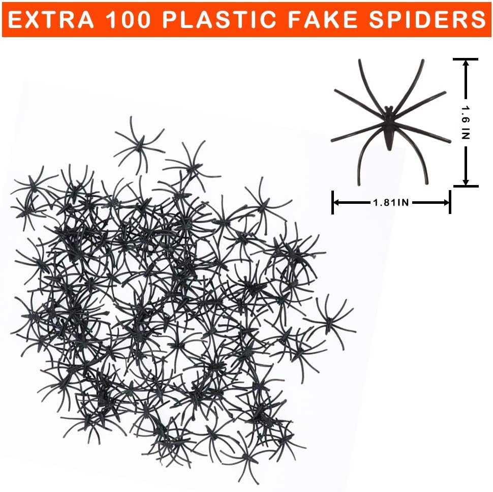 FEOAMO 1000 Sqft Halloween Spider Web Stretchable with Extra 100 Fake Spiders Indoor Outdoor Spooky Cobwebs Party Outdoor Curtain Decorations Supplies: Home Improvement