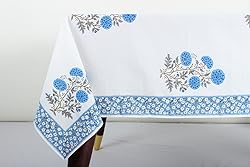 Ridhi -Lapis Blue Cotton Tablecloth, Handblock