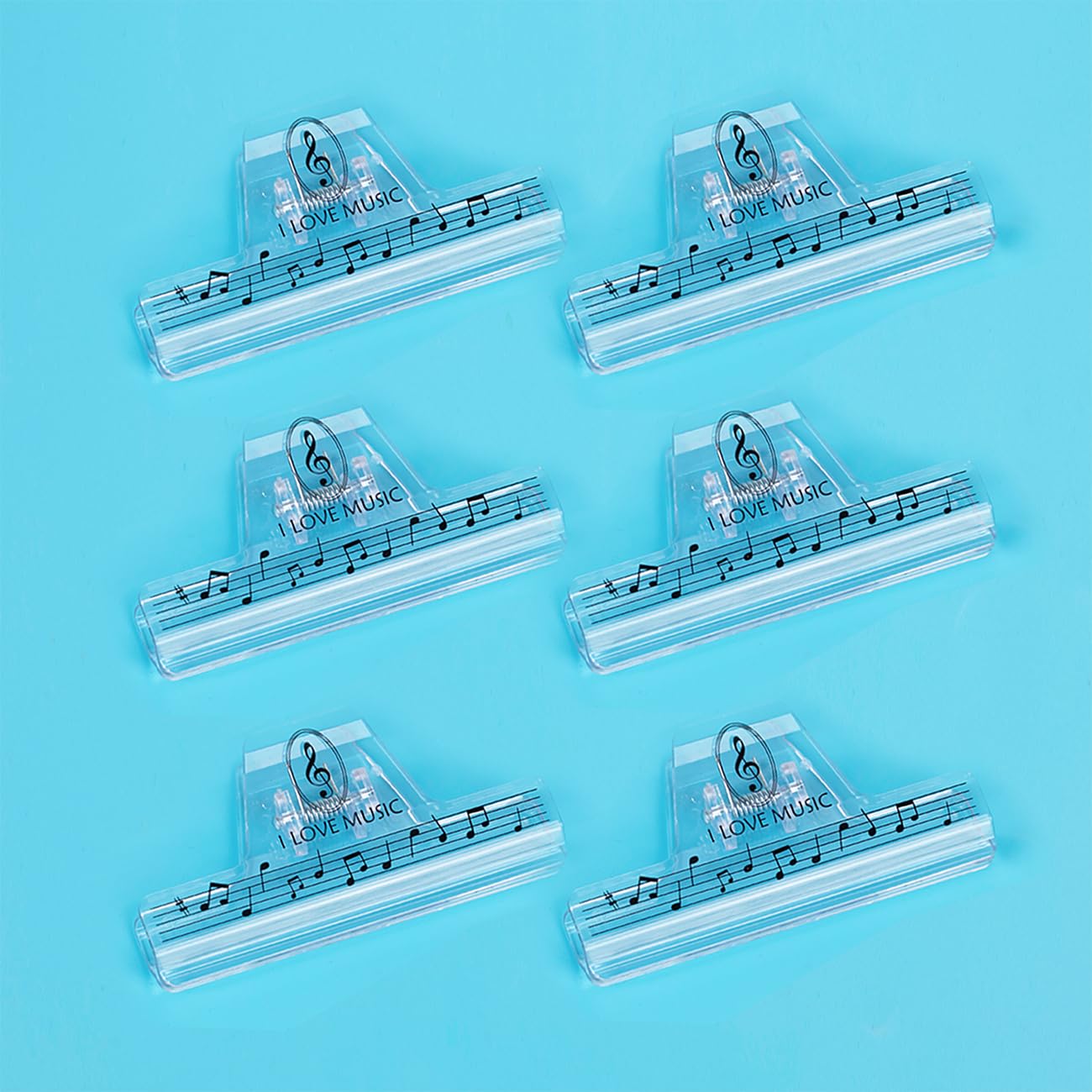 6 Pcs Plastics Music Book Clip,Music Sheet Clip Music Paper Clip,Music Page Holder,for Piano Guitar Violin Playing Instruments and Reading Books-Music Note Pattern