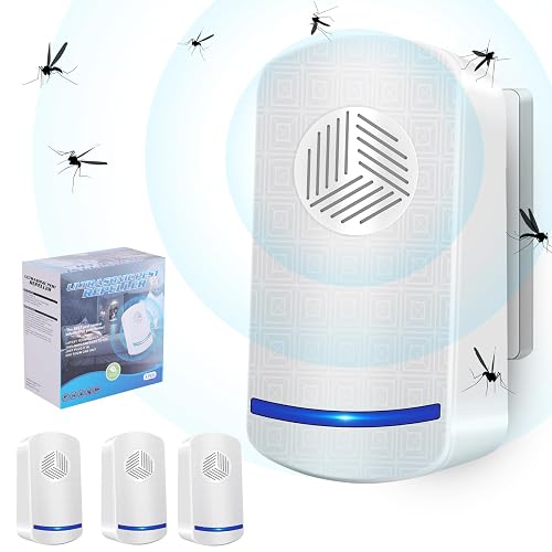 Ultrasonic Repellent, 4pcs Ultrasonic Mosquito Repellent, Anti Mosquito Ultrasonic Mouse Repeller Indoor Ultrasonic Repellent Device Anti Rats/Cockroaches/Rodents/Ants/Spiders/Insects