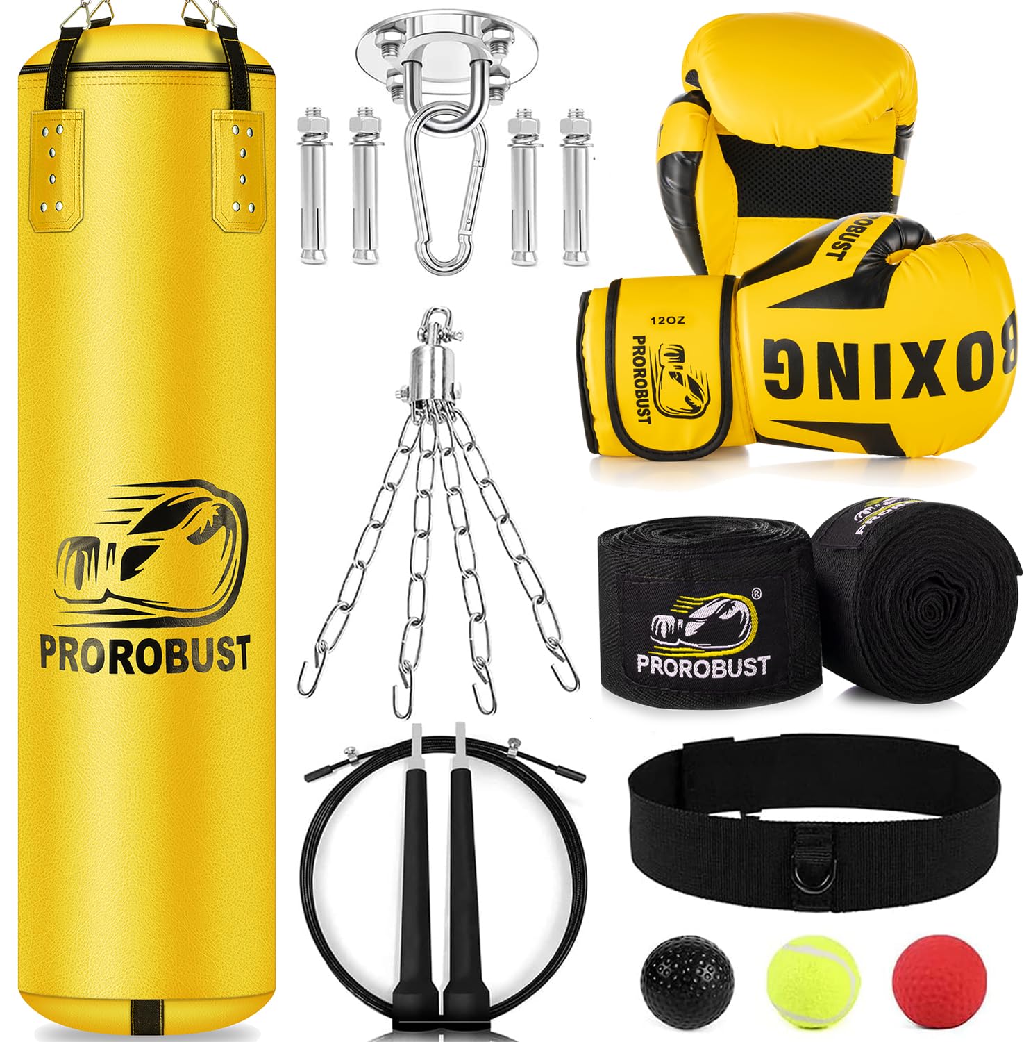 Photo 1 of Prorobust Punching Bag for Adults, 4ft PU Heavy Boxing Bag Set with 12oz Gloves for MMA Kickboxing Boxing Karate Home Gym Training (Unfilled)