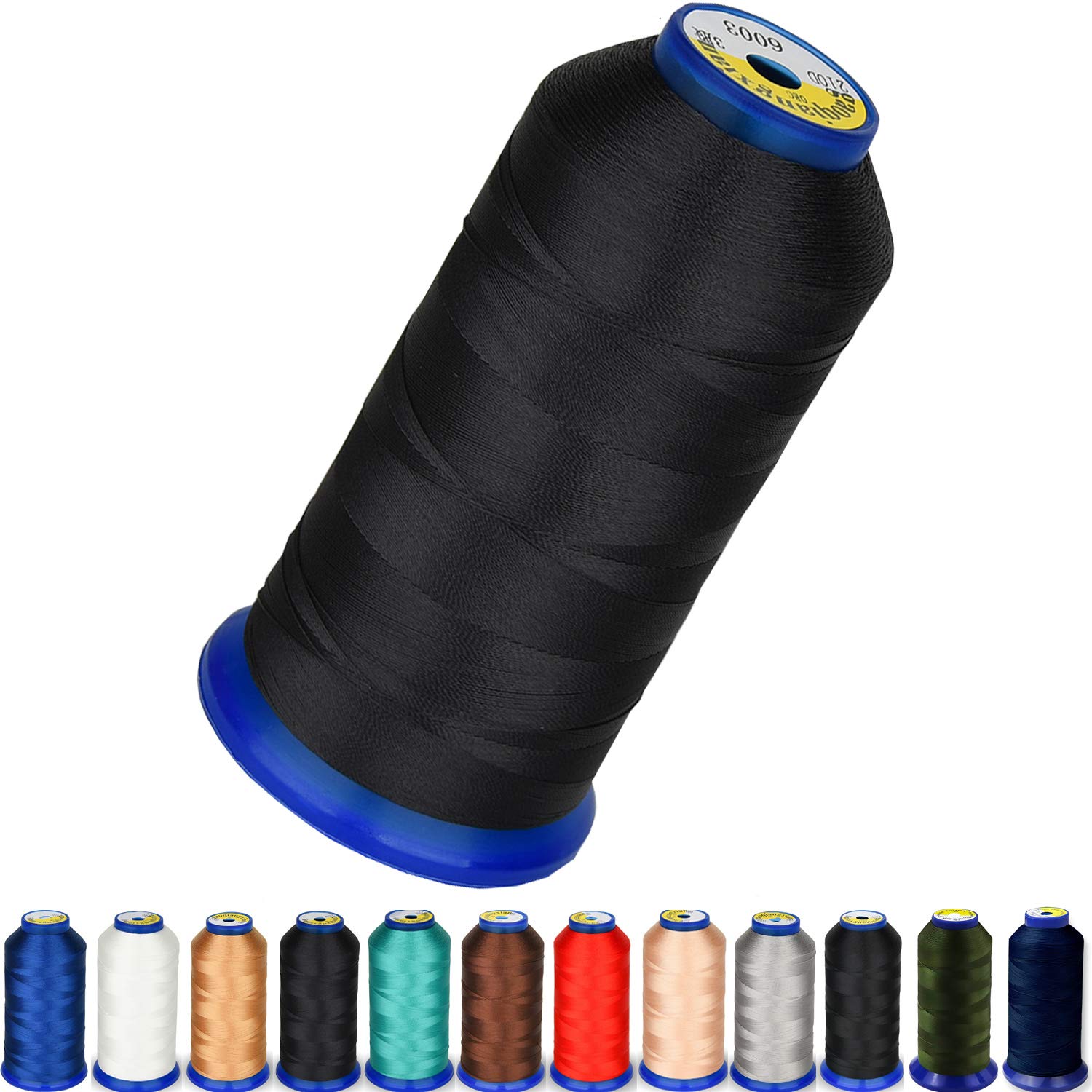 Heavy Duty Thread 1800Yards Size T70#69 210D/3 All Purpose High Strength Polyester Sewing Thread for Weaves, Upholstery, Jeans and Weaving Hair, Drapery, Beading, Purses, Leather (Dark Grey)