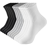KASCIBY White Above Ankle Socks Soft Premium Cotton Women Crew Socks Breathable-6 Pairs