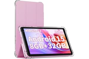 IWEGGO Android 15 Tablet with Case, 7 Inch 8GB RAM+32GB ROM/ 1TB Expandable Computer, 5MP Camera Tablets, 1.6Ghz Quad-core Processor, 3000mAH Battery Tablet PC, 5G WiFi, Games 7'' Android Laptop Pink