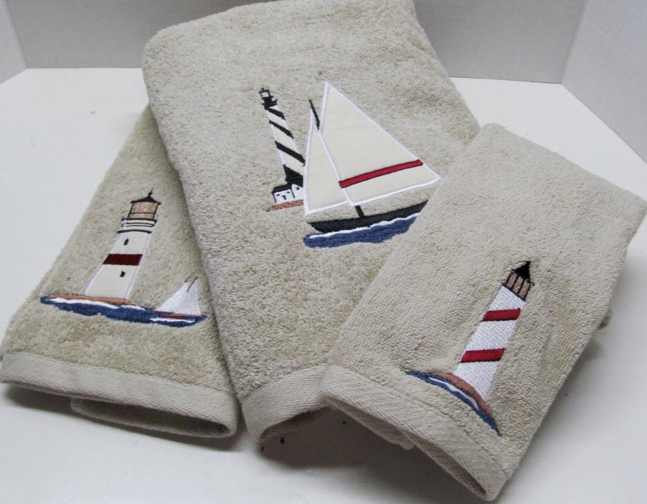 Harbor Cove Lighthouse 3 piece Towel Set Bath, Hand, Fingertip
