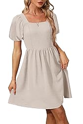 OFEEFAN Womens Beige Dresses Elegant Summer Short