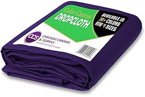 Heavy Purpose Canvas Drop Cloth by CCS CHICAGO CANVAS & SUPPLY Cotton Canvas Tarp Floor Furniture Protection Washable Reusable Duck Dropcloth Fabric Block Paint Dust Dirt, Purple, 6 by 10 Feet