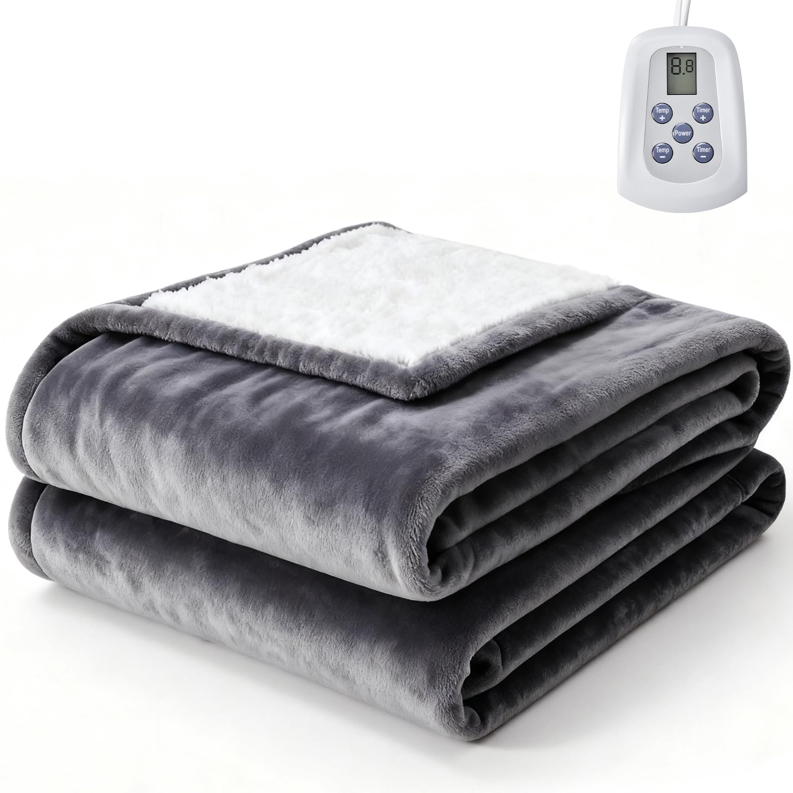Photo 1 of Sweetcrispy Heated Blanket Twin Size, 62''x84'' Heating Electric Blanket with 10 Heat Levels and Auto-Off, Washable Dual-Sided Flannel & Sherpa Fabric Electric Blanket Warmer ETL Certificated