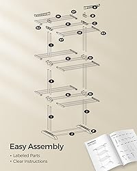 SONGMICS Clothes Drying Rack Stand 4-Tier, Foldable