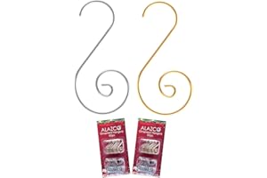 ALAZCO 120pcs Silver & Gold Swirl Decorative Ornament Hooks 2" Long Excellent Quality S-Shape Spiral Christmas Holiday Ornament Hanger Hooks - Hang Ornaments from Trees, Garlands and Wreaths