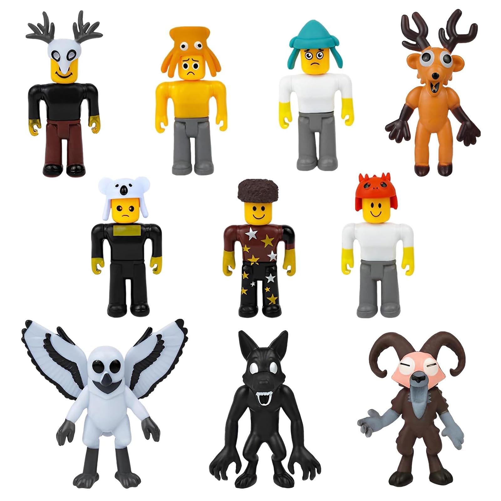 10PCS 99 Nights In The F0rest Figures Funny Toy, 99 nights in the f0rest Model Set Game Characters Monster Figures with Deer Owl Ram Design Monster Figures for Fans Boys Girls Collectors