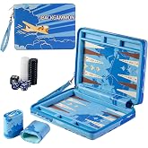 Backgammon Game Set for Adults 2 Players - Folding | 10 Inches Travel Backgammon Board Games with Zippers and Handles, Leather Interior and Exterior