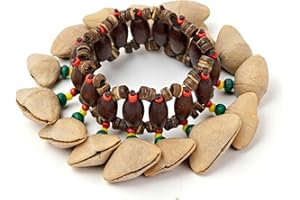 GMP Kenari Seed Bracelet Shakers – Handcrafted Beaded Wrist & Anklet Nut Shell Percussion - One Size Fits All - Drumming, Dan