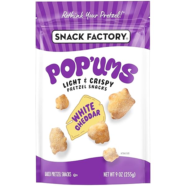 SNACK FACTORY POP’UMS WHITE CHEDDAR PRETZEL SNACKS, 9 OZ BAG