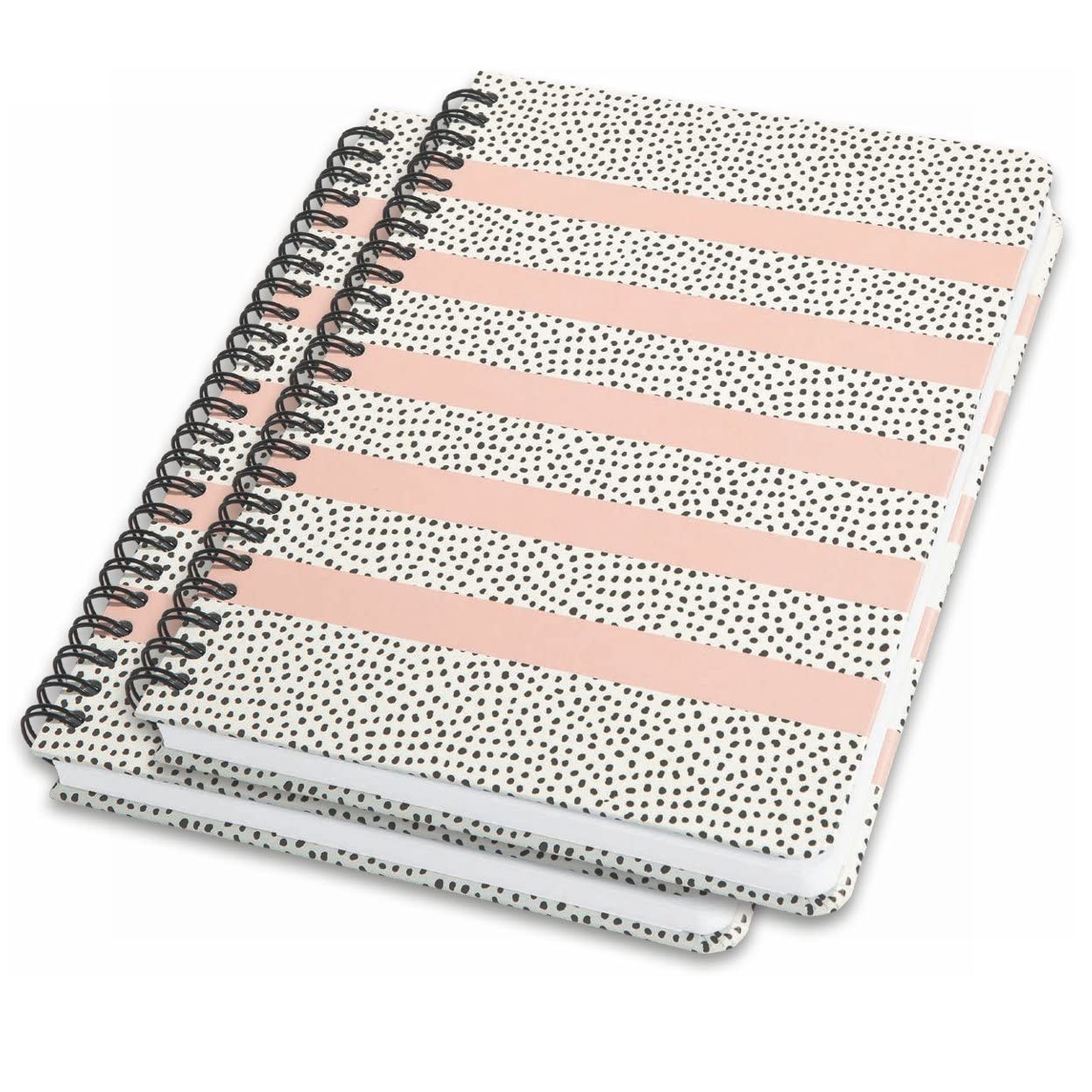 SIGEL JN600 Spiral notebook basic, A5, dotted, hard cover, polka dot pattern, Pink/Black/White, 2 Pieces - Jolie