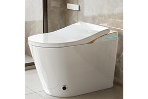 LONIKO Smart One-Piece Toilet with Built-in Bidet for Bathrooms, Modern Elongated Design with Warm Water, Dual Auto Flush, Foot Sensor Operation, Heated Bidet Seat, ADA Height, Tankless with Foam Shield