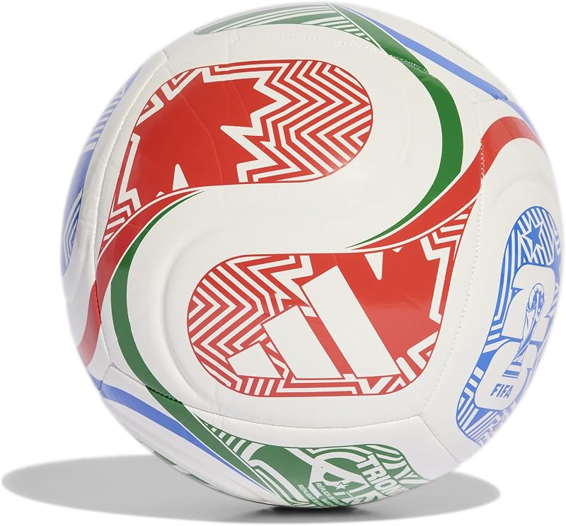 Unisex FIFA World Cup 26 Trionda Club Ball, White/Vivid red/Glory Blue/Green, 5