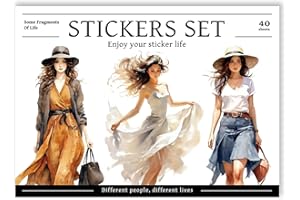Bomichi People Sticker Book for aldult Girl, 40 Sheets 299 Pcs Aesthetics Stickers for Journaling Scrapbooking Bullet Journals Planners Letter Card Making Collage Art Crafts Water Bottle DIY