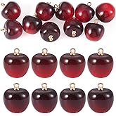Cheriswelry 10Pcs Red Cherry Charms 3D Fruit Plastic Dangle Charms Cute Cherry Pendants with Loop for DIY Crafts Earrings Bracelet Necklace Jewelry Making