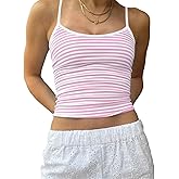 Cioatin Women Y2K Sleeveless Striped Spaghetti Strap Crop Cami Tank Backless Slim Fit Aesthetic Going Out Tops Girls