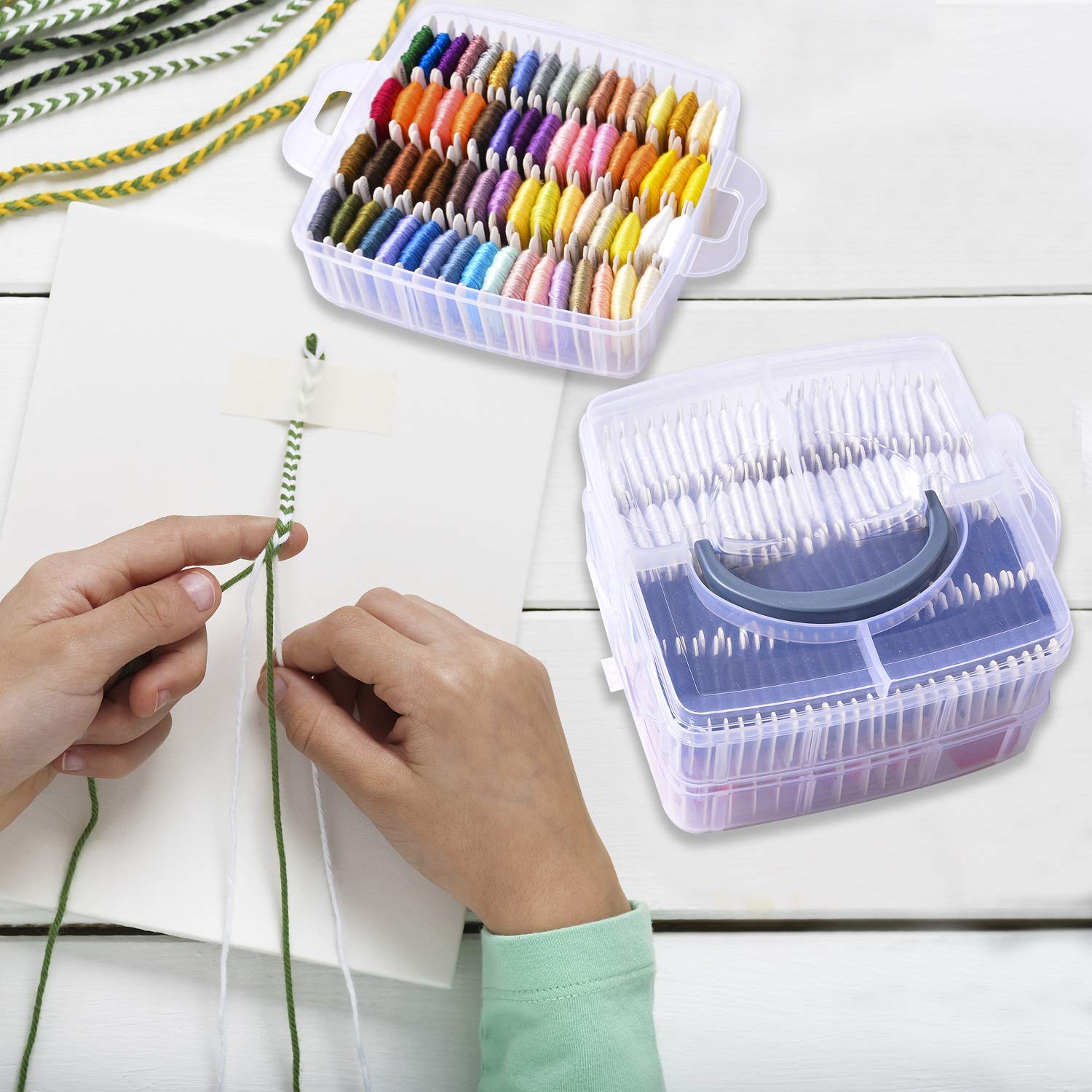 201 Pack Embroidery Floss Kit, Includes Embroidery Threads 3-Tier Organizer Box Embroidery Kits for Friendship Bracelets Cross stitch DIY Floss Craft, Gift for Halloween Christmas Mother's Day
