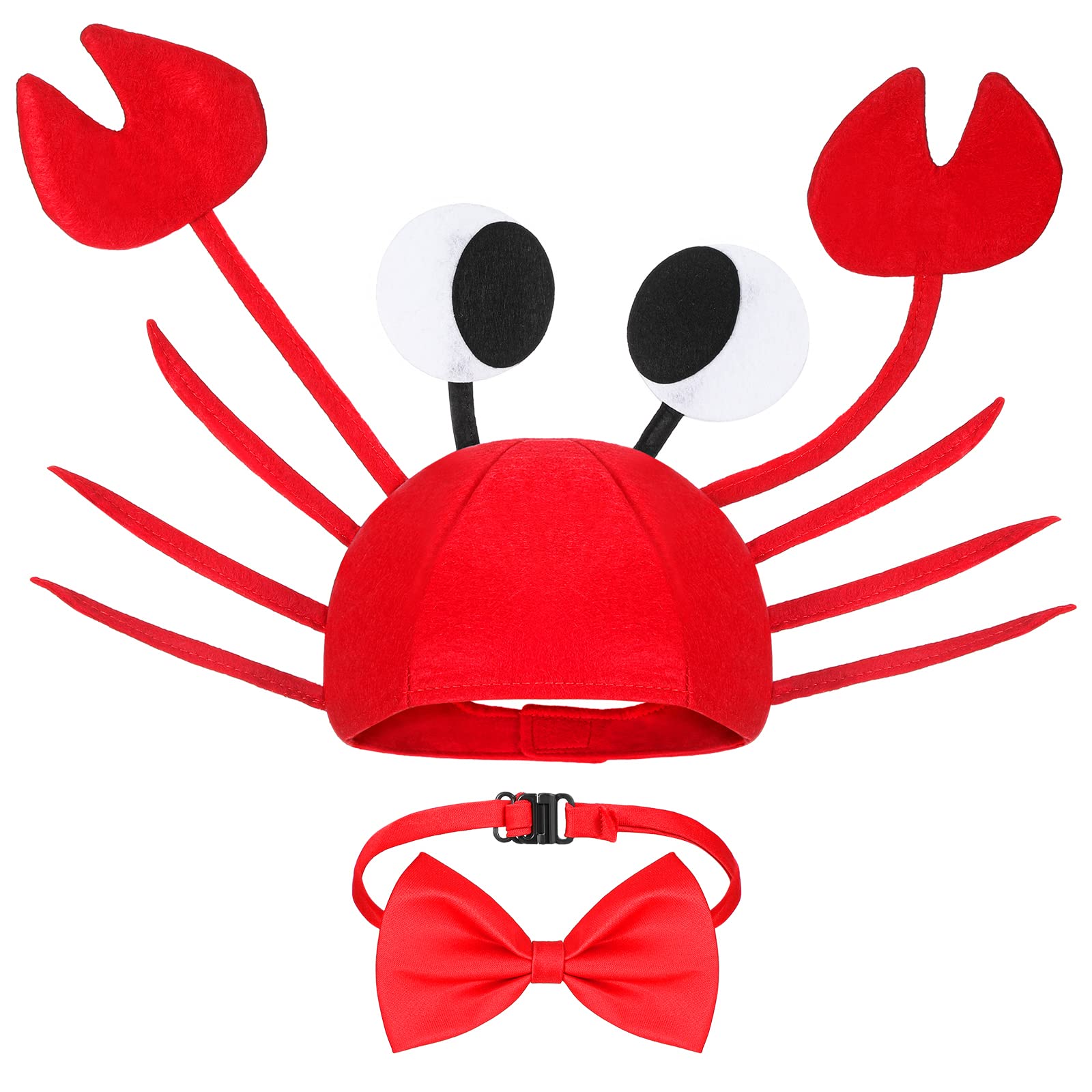 SATINIOR Crab Hat Adjustable Red Costume Fancy Hats Funny Hats with Red Bow Tie for Kids Women Men Adults Halloween Christmas Easter Party Decorations Costume Accessories