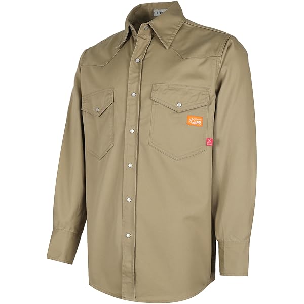 Amazon.com: Men's KK Fire Retardant Khaki Shirt with Snap Buttons