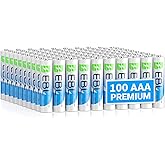 EBL AAA Batteries, Alkaline Triple A Batteries Ultra Long Lasting 100 Count | Mercury-Free, Leak-Resistant, 1.5V, 12-Year Shelf Life, Non-Rechargeable, Design for TV Remotes 400 Days Use