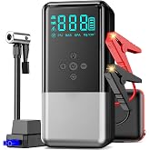Jump Starter with Air Compressor 8000A 160PSI Battery Jumper Starter(10L Gas/All Diesel) Jump Box Car Battery with Auto-Shutoff Tire Inflator, Jumper Cables and Flashlight