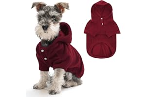 IDOMIK Dog Hoodie Sweater with Leash Hole, Warm Dog Fleece Sweater with Hood, Soft Pullover Dogs Fleece Vest for Fall Winter, Pet Sweatshirt Clothes for Poodle French Bulldog Labrador,Red,M