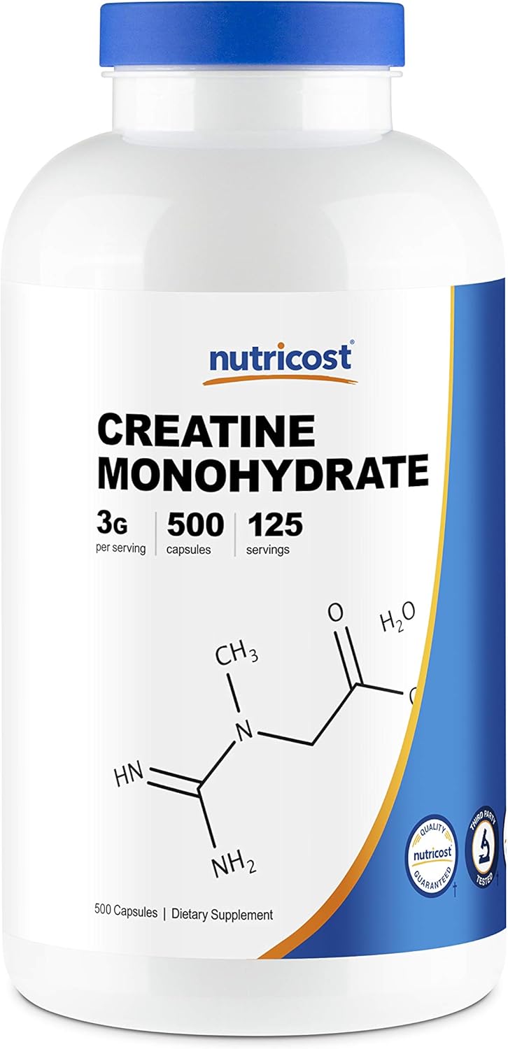 Nutricost Creatine Monohydrate 3,000mg (750mg Per Capsule) 500 Capsules, 125 Servings: Health & Personal Care