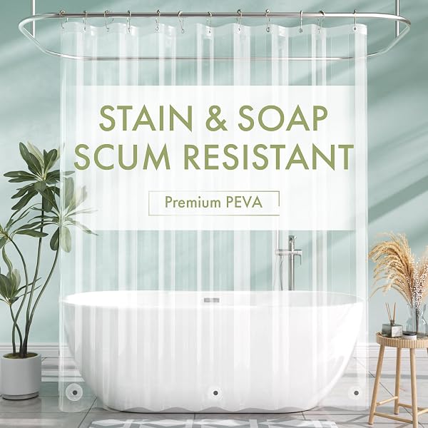 AmazerBath Shower Curtain Liner, 72x72 Clear Shower Curtain Liner, Waterproof Plastic Shower Liner, Cute Lightweight PEVA Sho