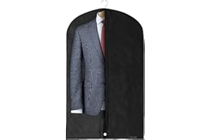 HANGERWORLD 40" Garment Bag Suit Bags for Closet Storage Breathable Clothes Cover Dust Protector (1 Pack, Black)