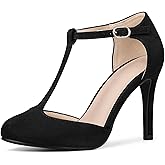 Perphy Mary Janes Pumps T-Strap Ankle Strap Stiletto Heels for Women