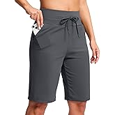 G GRADUAL Bermuda Shorts for Women with Pockets 10" Knee Length Womens High Waisted Long Shorts for Walking Athletic Workout