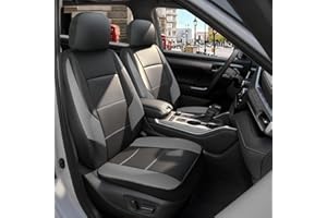 GIANT PANDA Front Car Seat Covers Custom Fit for Toyota Rav4 Camry Highlander Corolla Prius Corolla Cross Venza Avalon, Faux Leather Bucket Seat Covers, 2-Pack (Black + Gray/Grey)