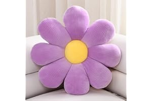 ZAKUN Daisy Flower Throw Pillow, 21.6" Cute Shaped Pillow Seating Cushion, Aesthetic Decorative Pillows for Sofa Couch Bed Room Decor, Lavender