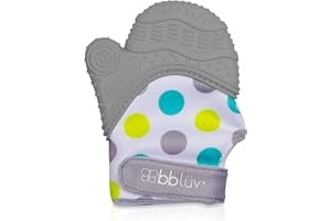 bblüv - Glüv – Food Grade Silicone Baby Teething Mitt with Opposable Thumb, Baby Teether with Stimulating Pattern for Self So