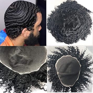 Amazon Com Curly Full Lace Toupee Human Hair Men Hairpiece Swiss