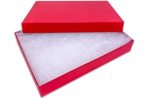 THEDISPLAYGUYS FOR YOUR MODERN LIVING TheDisplayGuys - 25-Pack #53 Cotton Filled Cardboard Paper Jewelry Boxes Gift Case - Matte Red (5.4" x 3.9" x 1.0") - for Gifting, Shipping or Storage
