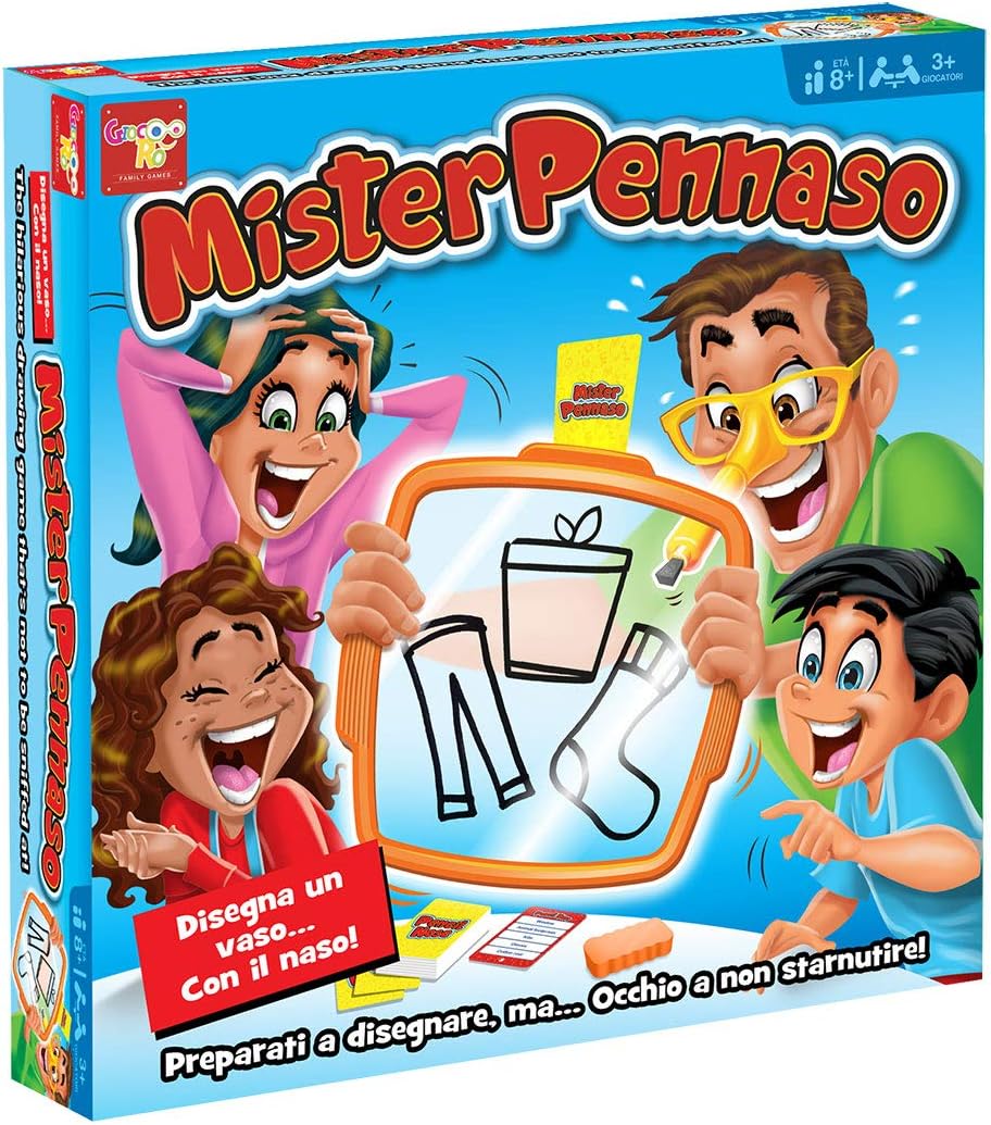 Rocco Giocattoli Mr. Pennaso - Multiplayer Tabletop Game - Italian - 4+ yrs, Multi-coloured, 27 cm x 27 cm x 6 cm