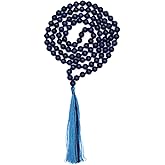 108 Beads Lapis Lazuli Mala Necklace for Meditation, Yoga, Prayer, Reiki & Spiritual Healing – Handcrafted 8mm Natural Gemstone Japa Mala for Spiritual Growth & Third Eye Activation