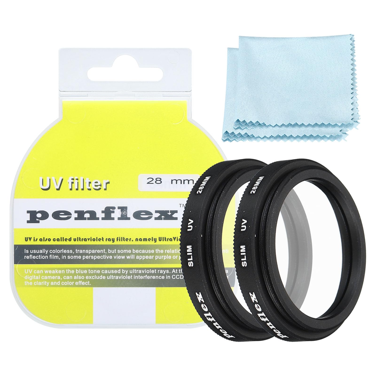 PATIKIL 28mm UV Filter, 2 PCS UV Protection Filter SLIM UV Camera Lens Filter Aluminum Optical Camera Accessory Crystal Clear Pics for 28mm Camera Lens Filter Photography Picture