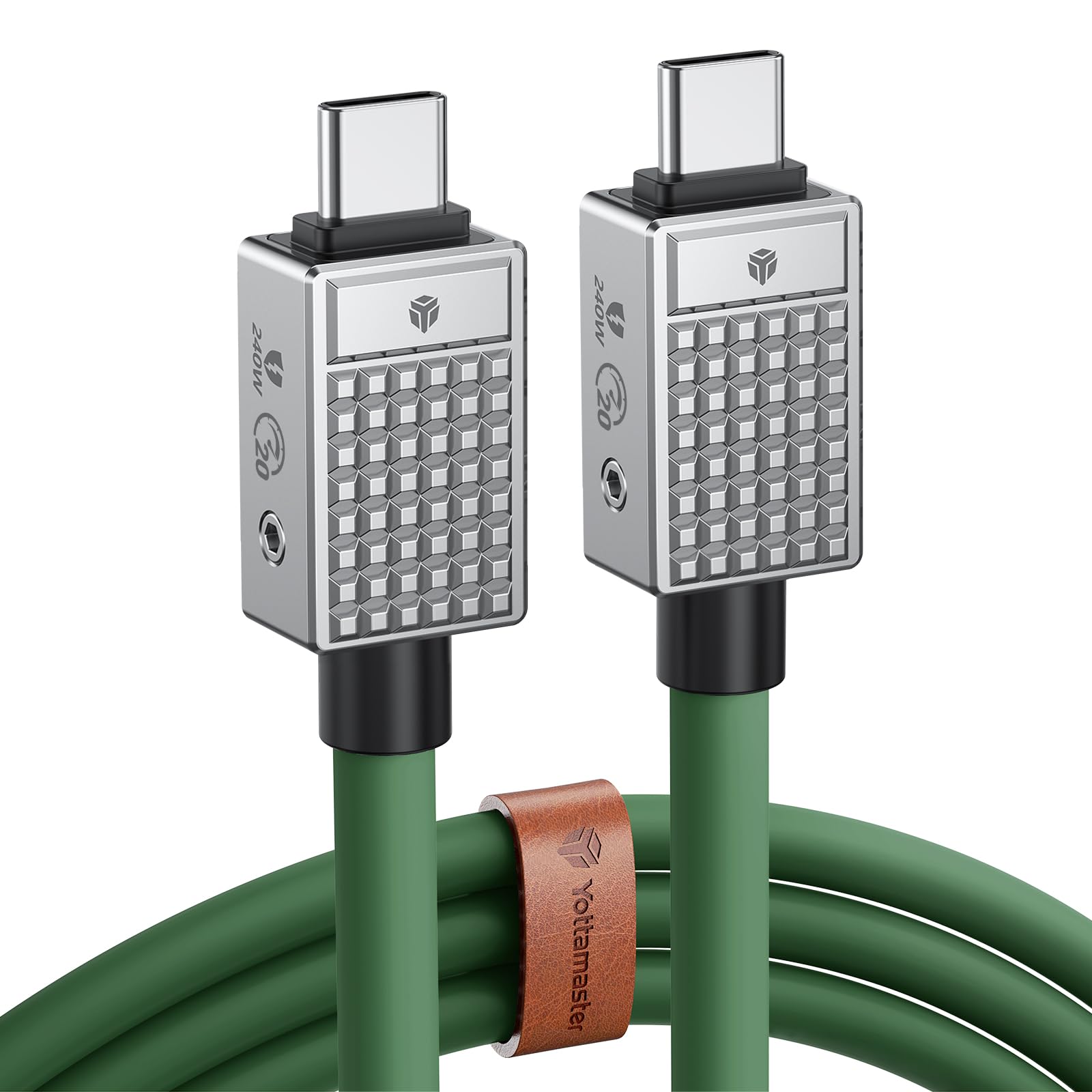 Yottamaster USB C to USB C 0.5m, USB3.2 Charger, 20Gbps Type C, PD240W 48V/5A Fast Charging, USBC Video 4K@60Hz Transmission Compatible With iPhone 15 Pro Max Green