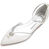 Creativesugar Lady Elegant Pointed Toe Satin Dress Flats Shoes with Pearl and Crystals