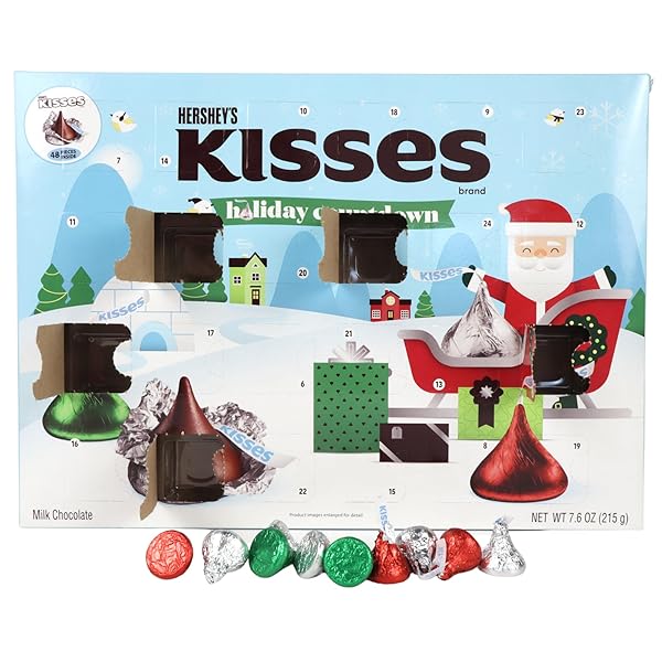 GALERIE 2025 HERSHEY KISSES ADVENT CALENDARS, COUNTDOWN TO CHRISTMAS WITH CHOCOLATE CANDIES, INDIVIDUALLY WRAPPED PIECES, 3.8 OUNCES EACH (PACK OF 2)