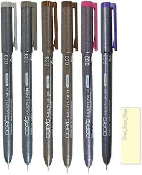 Amazon コピックマーカー マルチライナー顔料ベースインク 0 03mm クールグレー ウォームグレー セピアブラウン ピンク ラベンダー 全6色 付箋 日本輸入 アートマーカー 文房具 オフィス用品