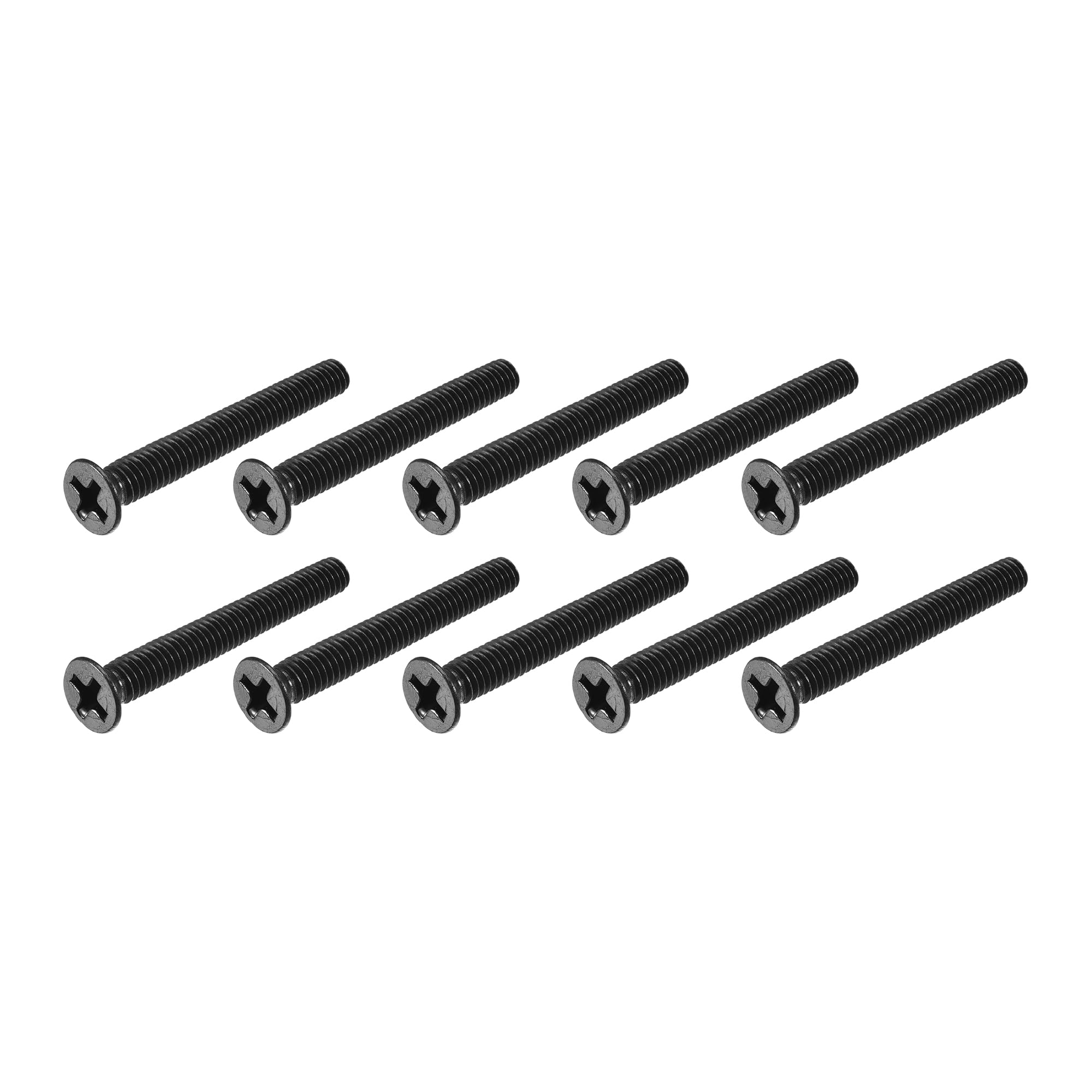 METALLIXITY Phillips Flat Head Screws (M4 x 30mm) 50Pcs, Carbon Steel Machine Screws - for Glasses Watch and Other Small Electronics, Black