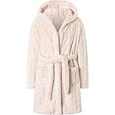 Umeyda Girls & Womens Twist Fleece Robes, Hooded Soft Warm Bath Robe for Kids Womens Fuzzy Bathrobe for Gifts